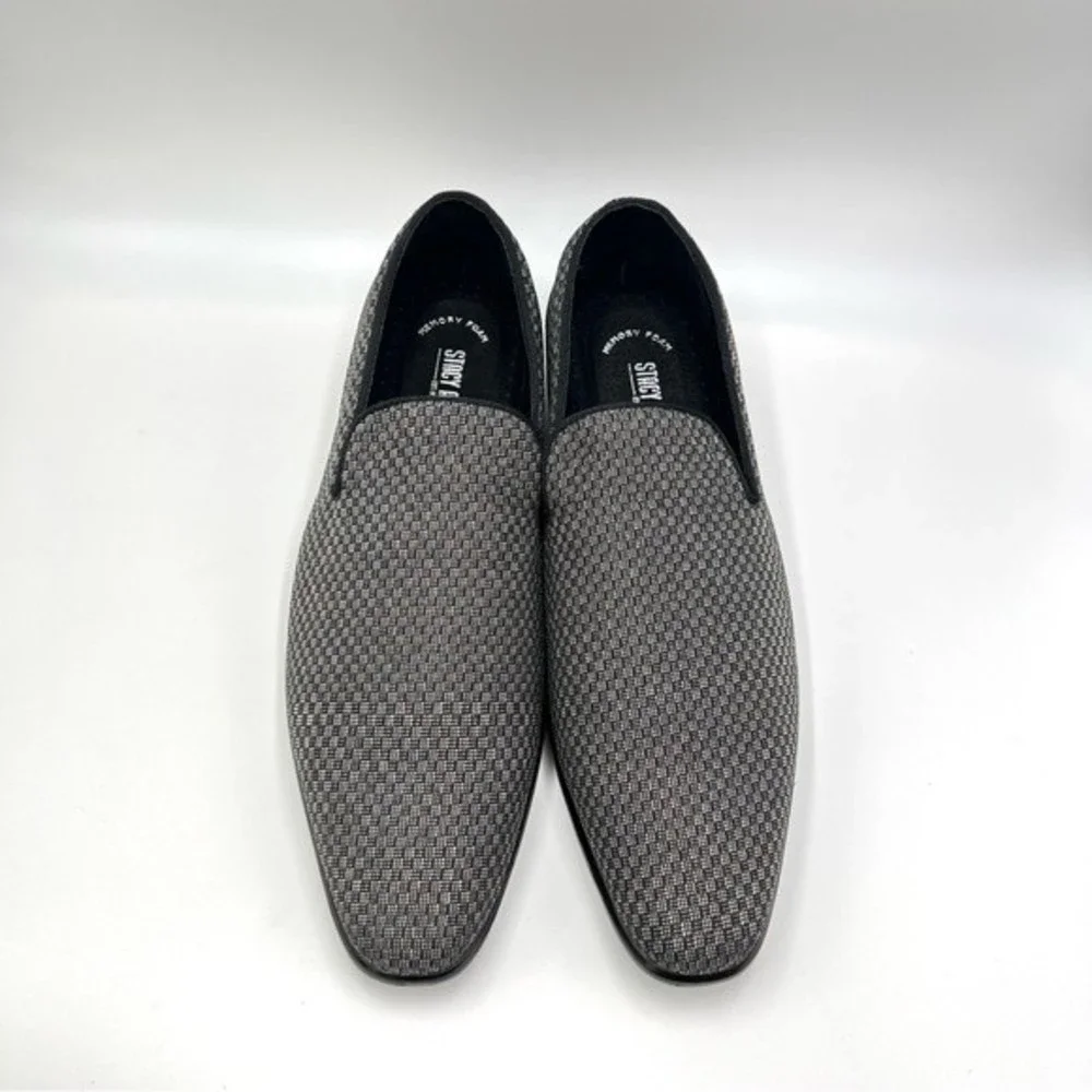 9.5W 9.5 W WIDE Stacy‎ Adams Saville Black Gray Silver Slip On Loafers Shoes